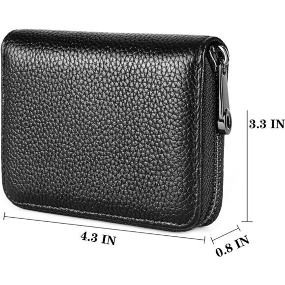 Leather Card Holder Wallet RFID Blocking Secure Card Case ID Case Organizer - Picture 4 of 8